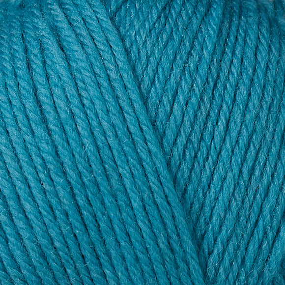 Detailed view of a skein of superwash wool yarn, showcasing a blue hue.