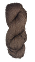 A skein of wool yarn in the color heathered brown
