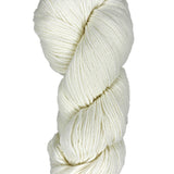 A skein of Berroco Vintage Worsted yarn color white