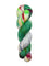 A skein of hand-dyed fingering/sock yarn color white yellow blue green red speckles