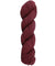 Burgundy skein of mountain meadow wool yarn on a white background