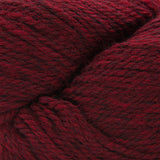 A close-up of dark red yarn with a soft, fuzzy texture, filling the entire frame.