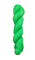 A skein of hand-dyed fingering/sock yarn color green 