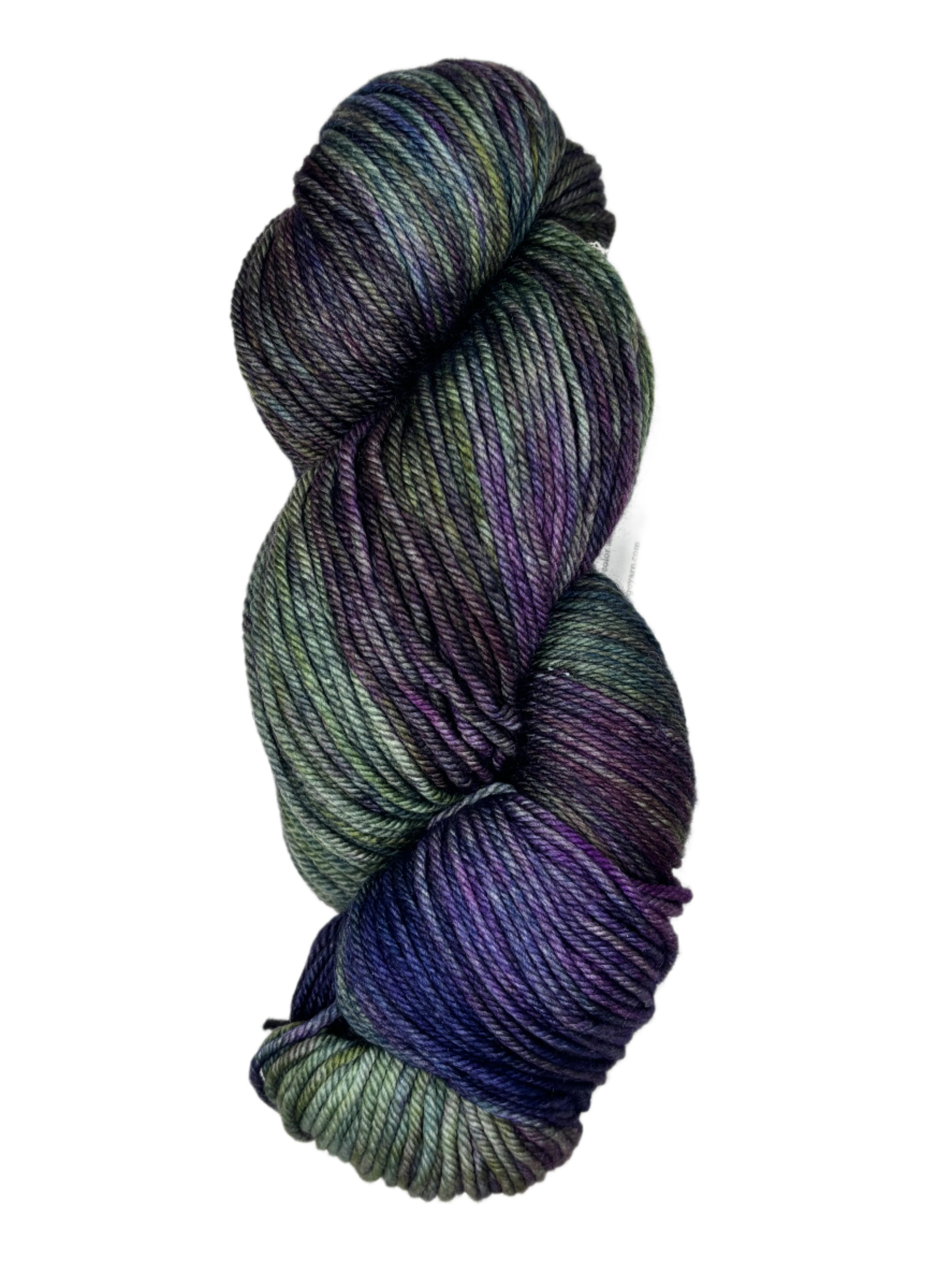 Blue, green and purple skein of yarn