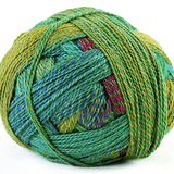Schoppel Wolle Crazy Zauberball yarn color green and blue and pink
