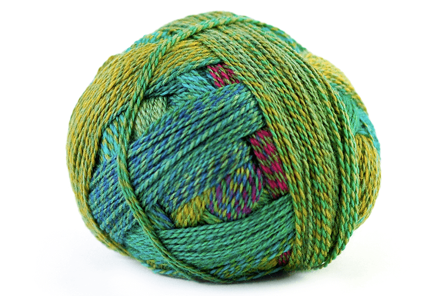Schoppel Wolle Crazy Zauberball yarn color green and blue and pink