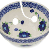 Blue Poppies Polish Pottery Yarn Bowl from Polmedia