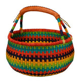 African Bolga Basket: Round with Leather Handle