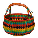African Bolga Basket: Round with Leather Handle-2