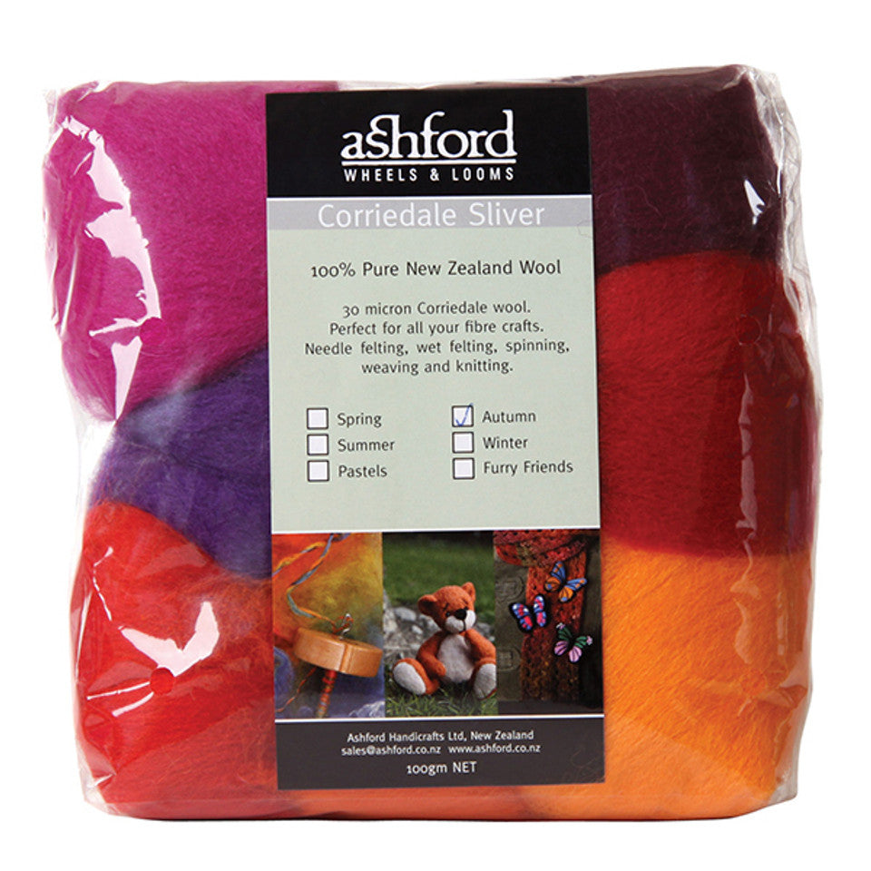 Ashford Corriedale Sliver Multi Color Pack Fiber