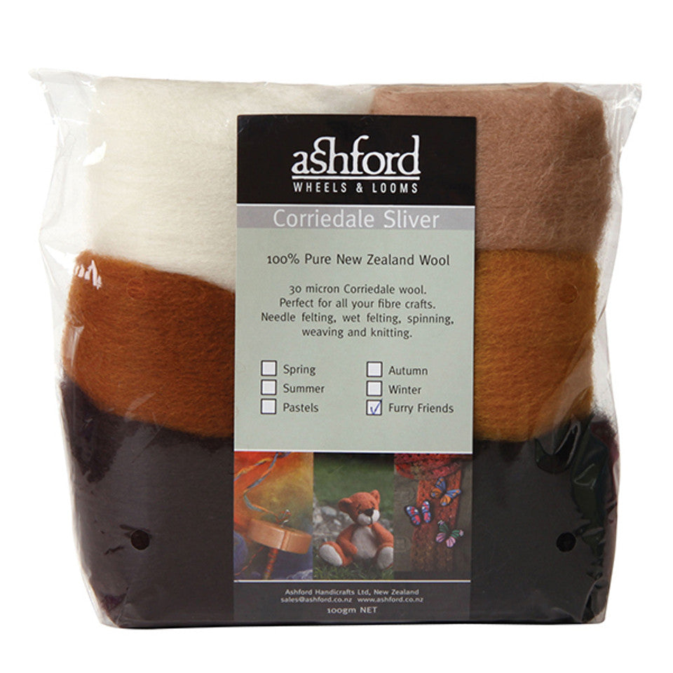 Ashford Corriedale Sliver Multi Color Pack Fiber