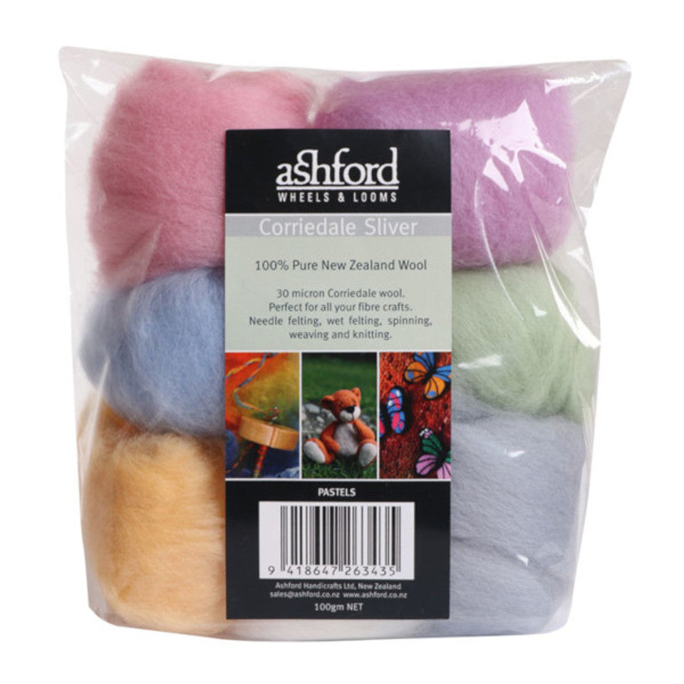 Ashford Corriedale Sliver Multi Color Pack Fiber