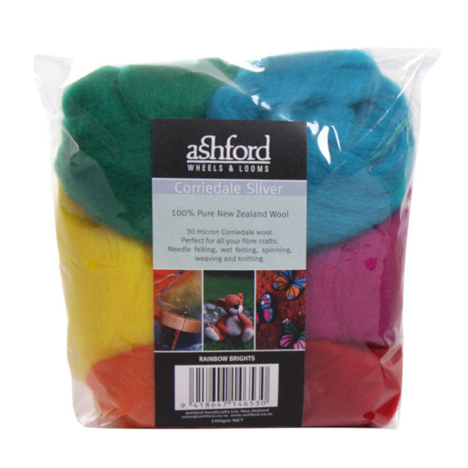 Ashford Corriedale Sliver Multi Color Pack Fiber