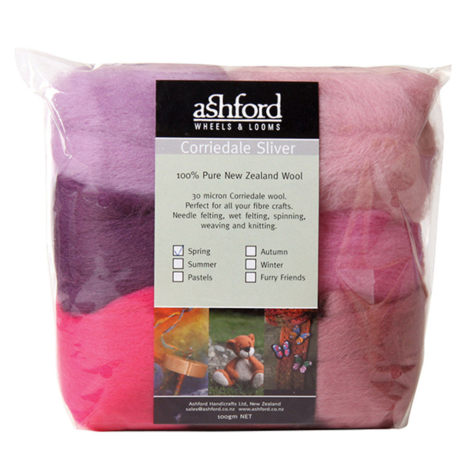 Ashford Corriedale Sliver Multi Color Pack Fiber