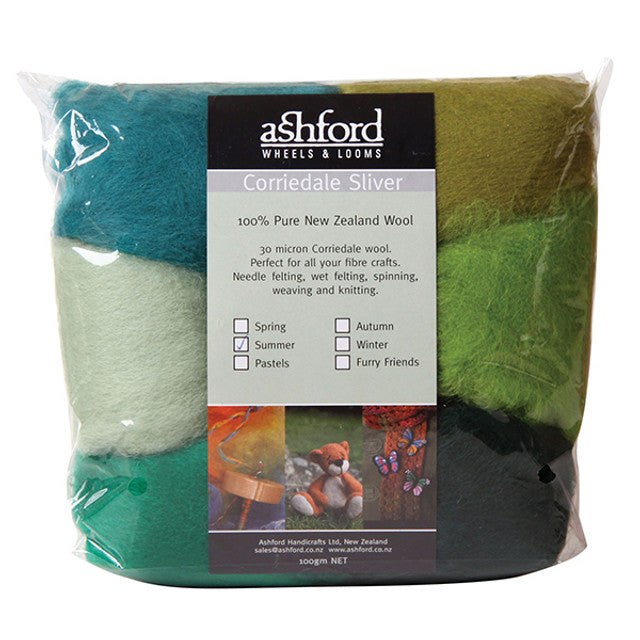 Ashford Corriedale Sliver Multi Color Pack Fiber