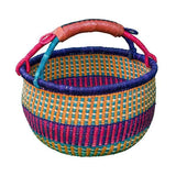 African Bolga Baskets : XL Round with Leather Handles
