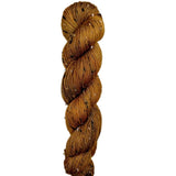 Skein of superkid mohair silk lace weight yarn color golden brown