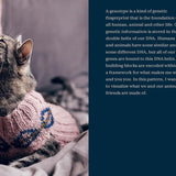 Woman and cat wearing mathcing pink sweaters with text on a blue background