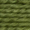 A close-up of olive green twisted yarn or thread strands stacked horizontally, filling the entire frame.