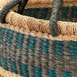 African Bolga Baskets : XL Round with Leather Handles