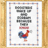 Roosters Know Cross Stitch Kit from Subversive Cross Stitch