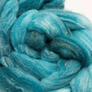 a braid of ready to be spun fiber color blue