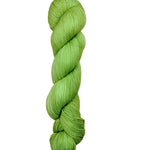 Skein of hand dyed BFL Tweed Yarn color lettuce green
