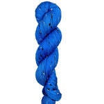 Skein of hand dyed BFL Tweed Yarn color blue