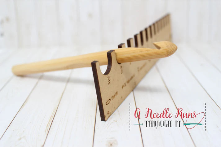A Needle Runs Through It Crochet Hook Gauge 7"