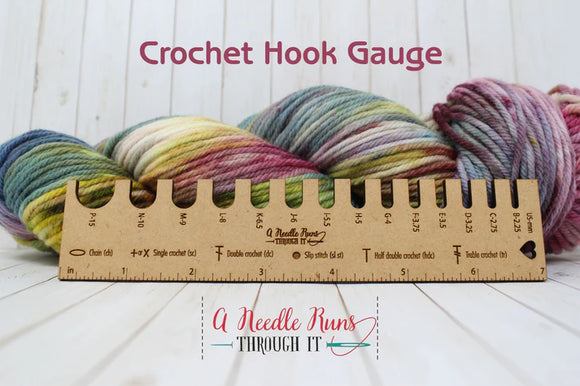 A Needle Runs Through It Crochet Hook Gauge 7"