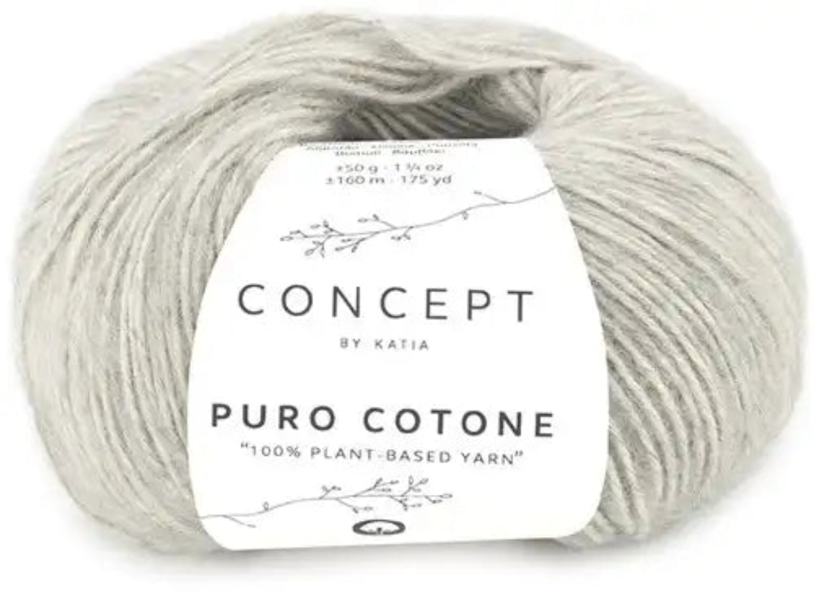 Ball of yarn with 'Concept by Katia' label on a white background