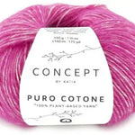 Pink yarn ball with 'Concept by Katia' label on a white background