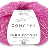 Pink yarn ball with 'Concept by Katia' label on a white background