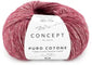 Ball of light red yarn with a 'Concept by Katia' label on a white background