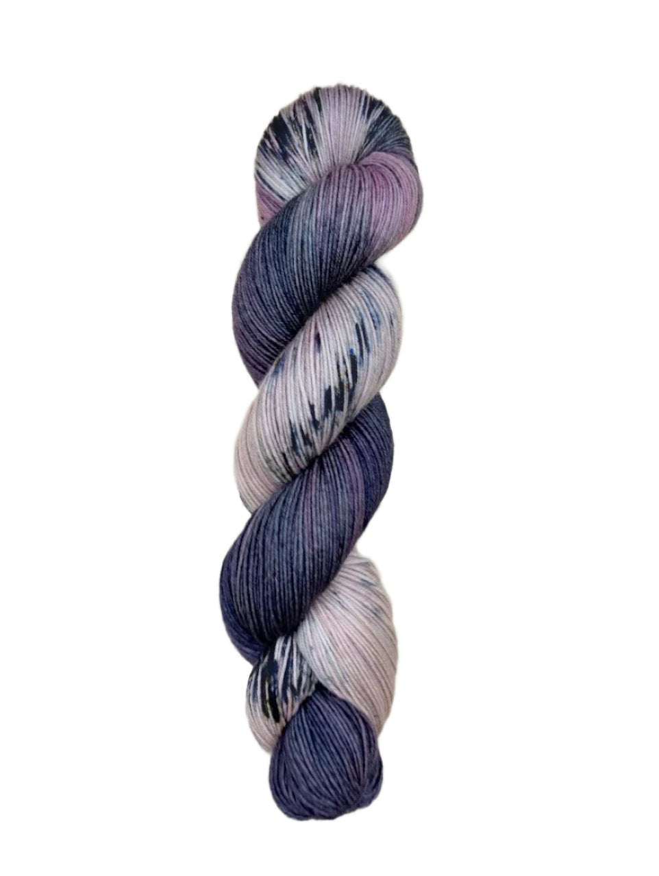 Blackbird Sycamore Fingering Mini Skein Yarn Color grey black mauve white speckles