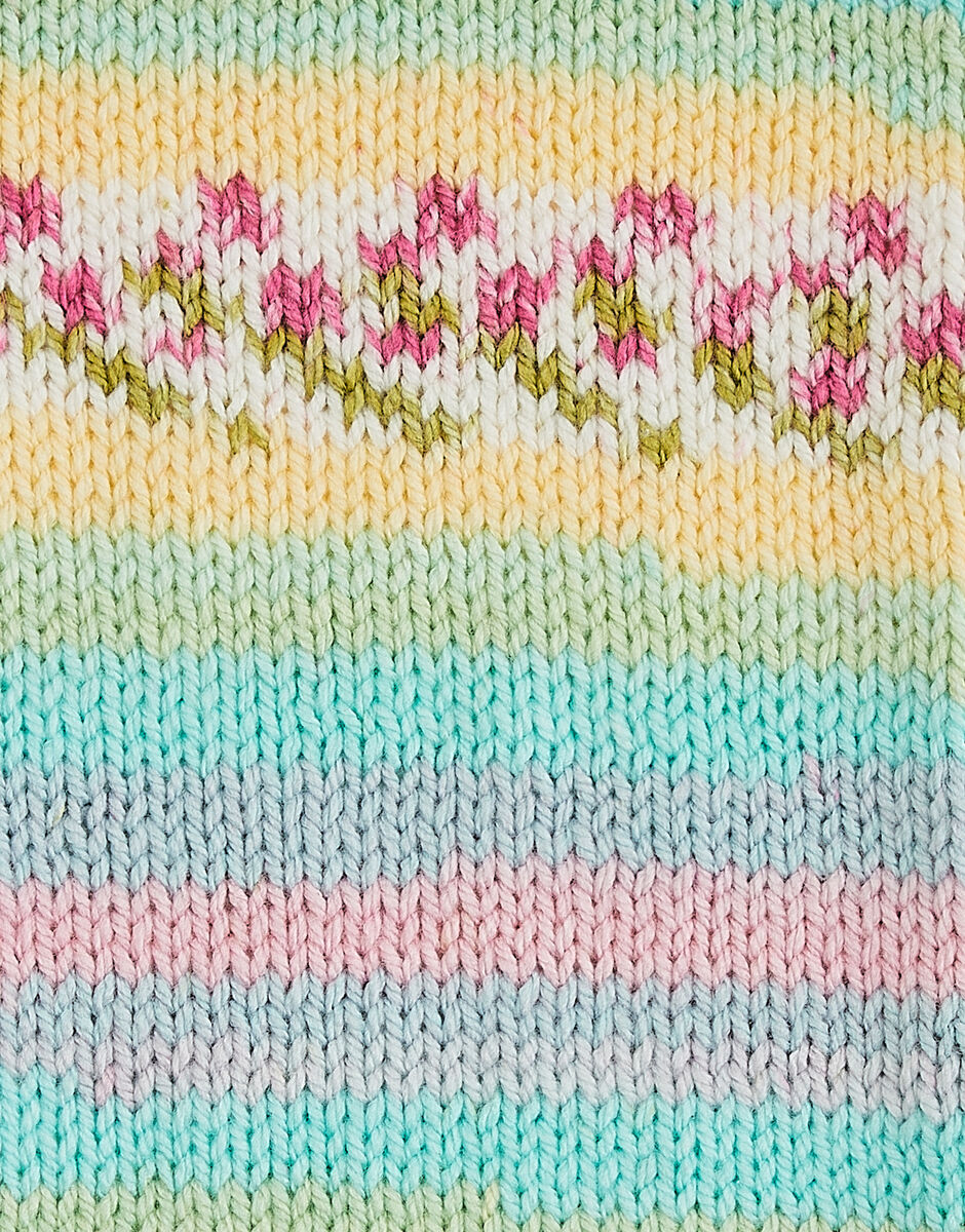 A multi colored swatch of Hayfield Blossom Chunky yarn