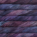 close up view of malabrigo silkpaca lace weight yarn color purple blue