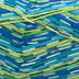 Close up of self striping yarn color green white blue