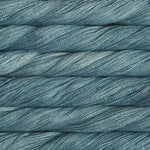 close up view of malabrigo silkpaca lace weight yarn color blue