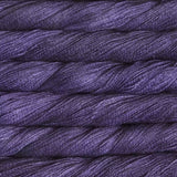 close up view of malabrigo silkpaca lace weight yarn color purple