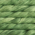 close up view of malabrigo silkpaca lace weight yarn color green