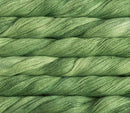 close up view of malabrigo silkpaca lace weight yarn color green