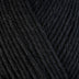 Detailed view of a skein of superwash wool yarn, showcasing a black hue.