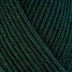 Detailed view of a skein of superwash wool yarn, showcasing a forest green hue.