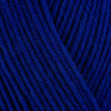 Detailed view of a skein of superwash wool yarn, showcasing a blue hue.
