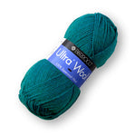 Skein of superwash wool yarn color teal