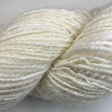 Handspun skein of Angora and Wool Yarn color white