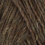 A close up photo of brown Istex Lettlopi yarn