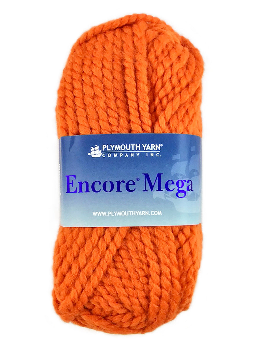An orange skein of Plymouth Encore Mega