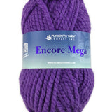A purple skein of Plymouth Encore Mega yarn